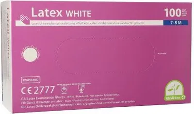 Produktbild von 100 Medi-Inn Medi-Inn® PS Handschuhe, Latex gepudert White weiss - natur Größe M 93217