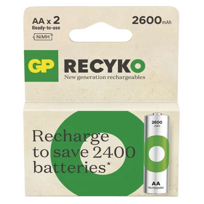 Produktbild von GP Battery Batteries R6/AA NI-MH 2 600mAh blister 2pcs.