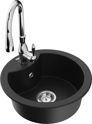 Produktbild von Mexen Diego 1-Becken-Granit-Spüle mit Mischbatterie Savita, Schwarz - 6512-77-672601-00
