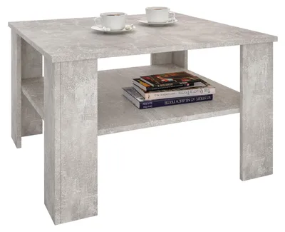 Produktbild von Couchtisch Wohnzimmertisch FELICE in Beton Optik mit Stauraum, 68x68 cm