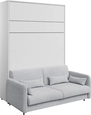 Produktbild von Furniture24 Schrankbett mit sofa Bed Concept 140x200 cm Lenart Bett im Schrank Klapbett Weiß/Grau