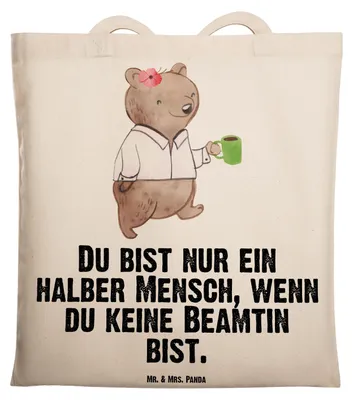 Produktbild von Mr. & Mrs. Panda Tote Bag Beamtin Herz - Transparent - Geschenk, Studium, Tasche, Laptoptasche, Öffentlicher Dienst, Jutebeutel, Beamte, Beutel, Shopping