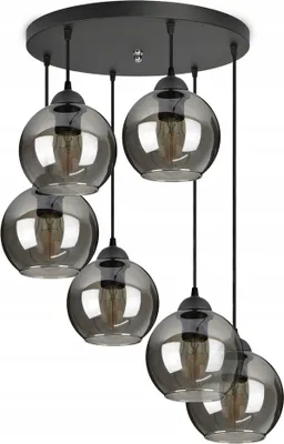 Produktbild von Pendelleuchte mit 5 Glasschirmen in schwarz, transparent, 5x E27