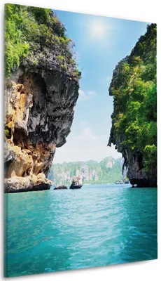 Produktbild von Wallario Premium Leinwandbild Felsenschlucht am Meer in Thailand in Größe 60 x 90 cm