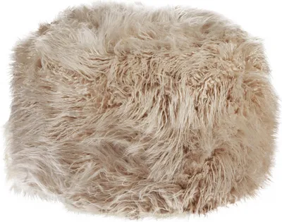 Produktbild von BELIANI Pouf Beige aus Kunstfell 50 x 50 x 30 cm Quadratisch mit EPS Perlen Füllung Flauschig Hocker Wohnaccessoire Wohnzimmer Schlafzimmer Flur