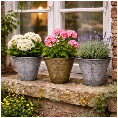 Produktbild von Blumentopf Nessa Ornamente Gold Silber 3er-Set