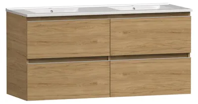 Produktbild von Waschtisch mit unterschrank MITO - Braun - 120 cm - 4 Schubladen - hängend Badmöbel Badezimmer Badezimmermöbel