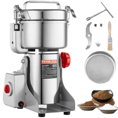 Image de VEVOR Moulin à céréales électrique, 1000 g, moulin à épices à grande vitesse de 3000 W, moulin à épices industriel, pulvérisateur en acier inoxydable, céréales, café, maïs, poivre, type pivotant