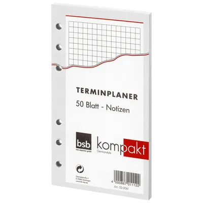 Produktbild von BSB Ersatzeinlage Kompakt A6 kariert 50 Blatt (02-0061)