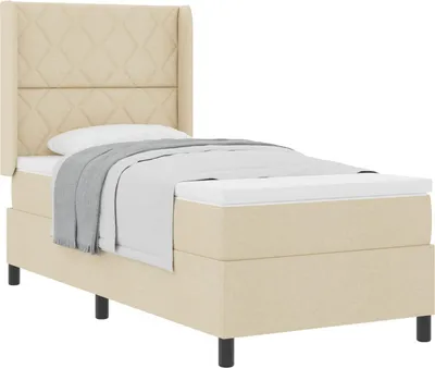 Produktbild von Boxspringbett mit Matratze Creme 200 x 100 cm Stoff