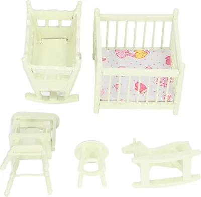 Image de Crèche de maison de poupées, décoration DIY, design exquis, aspect mignon, meubles miniatures en bouleau pour maison de poupées 1:12