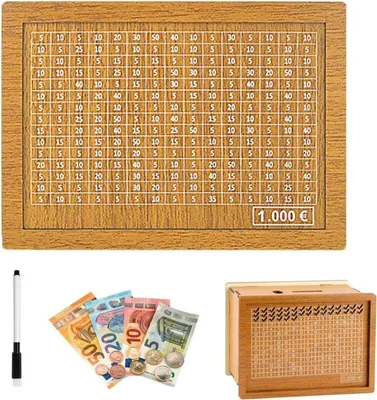 Immagine prodotto di Salvadanaio in legno da 1000 € - Salvadanaio a forma di maialino - Salvadanaio - Regalo