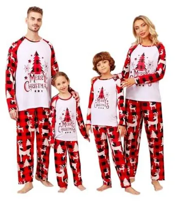 Productafbeelding van Sangdut Kerstpyjama set voor het hele gezin, lange mouwen, tweedelig outfit, voor heren, dames en kinderen