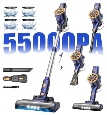 Obrázok produktu pre Bezdrôtový vysávač, výkon 350 W, výdrž batérie 55 minút, HEPA filtrácia, objem nádoby na prach 1–2 l, sací výkon 55 kPa