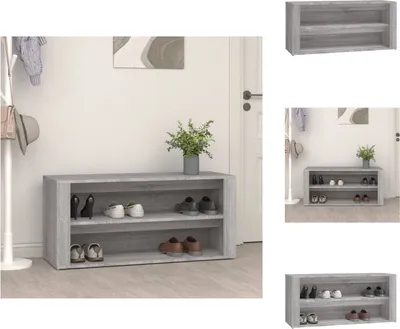 Zdjęcie produktu dla vidaXL Stojak na buty szary Sonoma 100x35x45 cm Materiał drewnopochodny - Stojaki i szafki na buty