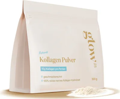 Glow25® Marine Collagen Pulver [300g] - Perfekte Löslichkeit - Fisch Kollagen - Bioaktives Kollagen Hydrolysat - Natur