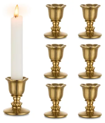 6er-Set Vintage Kerzenhalter Gold gebürstet 5 cm