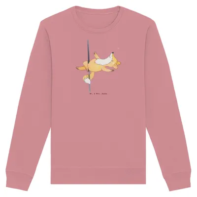 Produktbild von Mr. & Mrs. Panda Organic Sweater Fuchs Poledance Größe S - Canyon Pink - Geschenk, Pullover, Baumwoll, Pulli, Pole Dance, Sweatshirt, Tanz, Tanzen