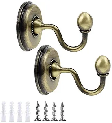 Immagine prodotto di Set di 2 ganci da parete, ganci da parete, appendiabiti, ganci per vestiti, montaggio a parete, appendiabiti da parete, ganci da parete per vestiti, per decorazione e appendere oggetti, bronzo vintage