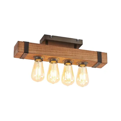 Produktbild von Lindby Deckenleuchte Sverina, 46 cm, braun, Holz, Metall
