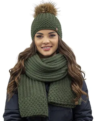 Imagen del producto de Conjunto de gorro y bufanda para mujer VIVISENCE, con forro de polar para mayor calidez en los días de invierno, modelo 7016