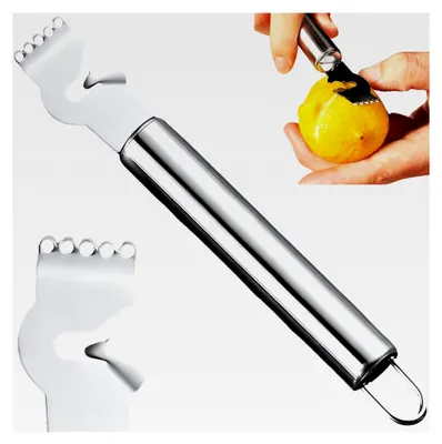 Produktbild von Praktische Zitronenreibe aus Edelstahl für Schalenstreifen, Robustes Küchenwerkzeug als Zester und Schäler für Zitrusfrüchte, Leicht zu Reinigen, Ideal für Desserts und Getränkedekoration
