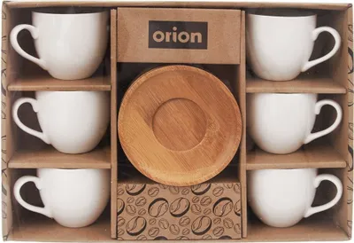 Immagine prodotto di Set di tazze in porcellana Orion con piattini 100ml 6 pezzi WHITELINE