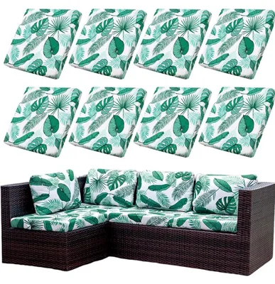 Imagen del producto de Juego de 8 fundas elásticas para cojines, aptas para muebles de jardín, lavables