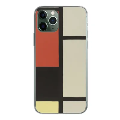 Produktbild von MuchoWow® Handyhülle Schutzhülle Hülle für iPhone 11 Pro Komposition mit rotem Quadrat, schwarz, blau - Piet Mondrian Silikon Softcase Handy Hülle - Handy