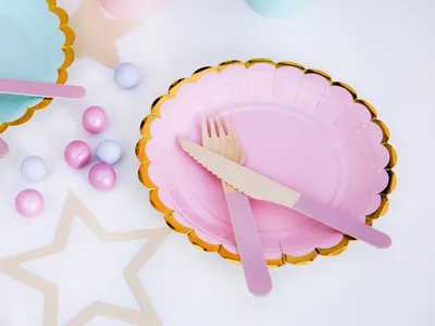 Produktbild von Holzbesteck 18-teiliges Set für 6 Personen 16cm Pastellfarben