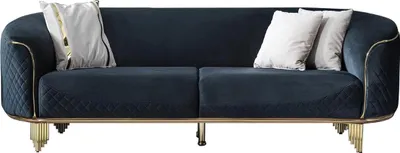 Produktbild von Modern Neu Sofa 3 Sitzer Polstersofa Blau Textil Sitz Design Couch