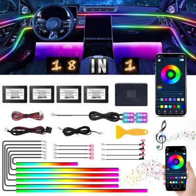 Produktbild von Auto LED Innenbeleuchtung 6M RGB Ambientebeleuchtung App Fernbedienung 18-in-1