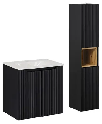 Produktbild von Waschtisch und Hängesäule 60cm Riva, Schwarz