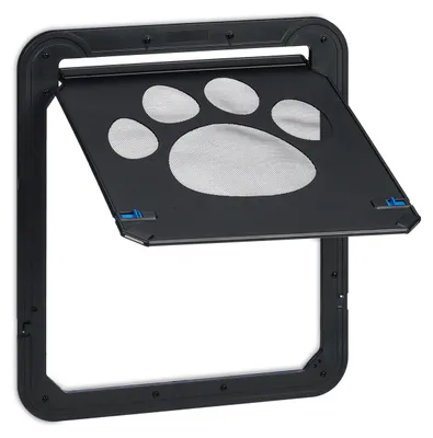 Imagen del producto de Relaxdays: Compuerta para mascotas para puertas con mosquiteras, para perros grandes, dimensiones (alto x ancho): 42 x 37 cm, con imán, compuerta para perros con cierre, color