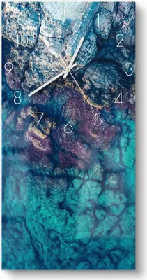Produktbild von DEQORI Glasuhr 30x60 cm Zahlen 'Küstenfarbenspiel' Wanduhr Glas Uhr Design leise Küchenuhr