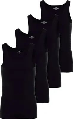 Produktbild von Götzburg 4er Pack Herren Unterhemd Classic Tank Top Schwarz- gekämmte Feinripp - 100% natürliche Baumwolle Größe: 9