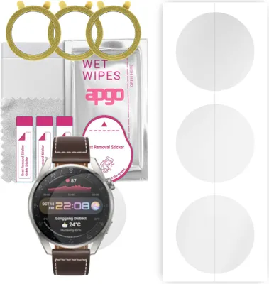 Produktbild von apgo 3 Stück Schutzfolie, klar, kompatibel mit Huawei Watch 3 Pro Smartwatch, Hydrogel Displayschutzfolie mit Positionierhilfe, Displayfolie, robust und kratzfest