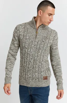 Produktbild von SOLID SDPankraz Herren Strickpullover Troyer Grobstrick Pullover mit Zopfstrickmuster Reißverschluss 100% Baumwolle Regular fit