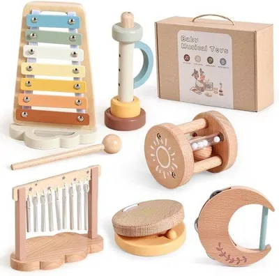 Produktbild von Holz-Sensorik-Set für Kleinkinder - Xylophon für Babys und Kleinkinder ab 18 Monaten - Holzspielzeug für Kleinkinder