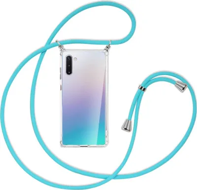 Produktbild von Handykette Backcover-Schutzhülle mit Band (Metall silberfarben) für Samsung Galaxy Note 10 - türkis