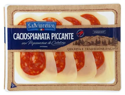 Produktbild von Salami Caciospianata Piccante peperoncino di Calabria100g - San Vincenzo