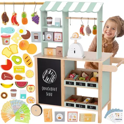 Image de WOOPIE GREEN Grande boutique multifonctionnelle 5 en 1 : étal, supermarché, restaurant, café, cuisine – 73 pièces