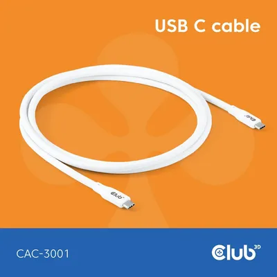 Obrázok produktu pre CLUB3D CAC-3001, 2 m, USB C, USB C, USB4 Gen 2x2, 20 Gbit/s, Biela