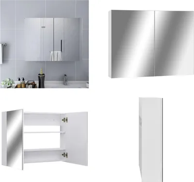 Obrázok produktu pre vidaXL Kúpeľňová zrkadlová skrinka biela 80x15x60 cm MDF - Zrkadlová skrinka - Zrkadlové skrinky - Kúpeľňové skrinky - Skrinky do kúpeľne