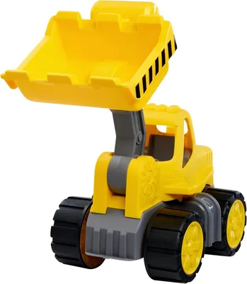 Produktbild von BIG 54847 Power Worker – Classic Radlader (21cm) mit Reifen aus Softmaterial - Spielzeug Auto ideal für Unterwegs, bewegliche Schaufel mit Griff, für Kinder ab 2 Jahre, Gelb