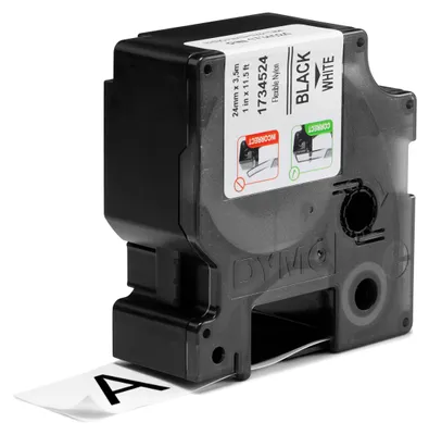 Zdjęcie produktu dla DYMO Przemysłowe Elastyczne Nylonowe, Czarny na białym, Wielobarwny, Nylon, -10 - 80 °C, UL 969, DYMO