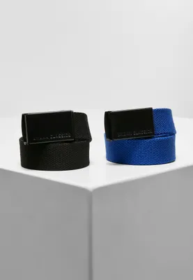 Produktbild von Urban Classics UCK305 | Canvas Belt Kids 2-Pack One Size - Farbe: black+blue - Größe: One Size