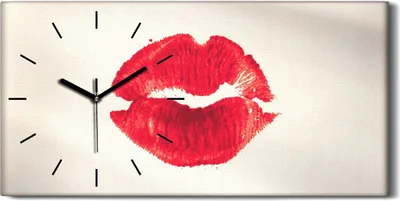 Produktbild von Dekor Leinwand Uhr Wandbilder 60x30 Foto Lippenstift Kuss Aquarellfarbe - schwarze Hände
