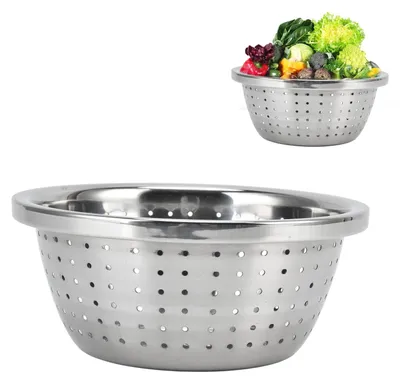 Immagine prodotto di Centrifuga per insalata in acciaio inossidabile - Scolapasta - Contenitore per il lavaggio di verdure - Accessorio da cucina - Durevole - Scarico efficiente