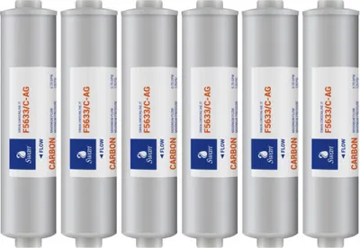 Immagine prodotto di Swan carbone attivo in linea con filtro per acqua agli ioni d'argento antibatterico da 12 pollici per osmosi inversa, sistema di filtraggio, attacco da 1/4" di pollice (6,35 mm), 6 pezzi